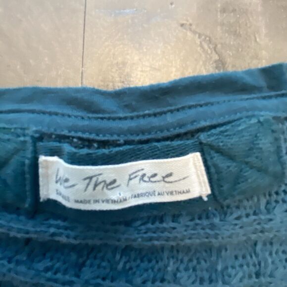 Free People We‎ The Free Teal Thien's Hacci Sweater Top Size Small - Picture 5 of 13